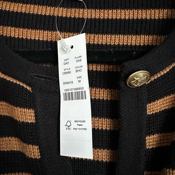 J. Crew Black and Tan Striped Cardigan - Picture 2 of 3